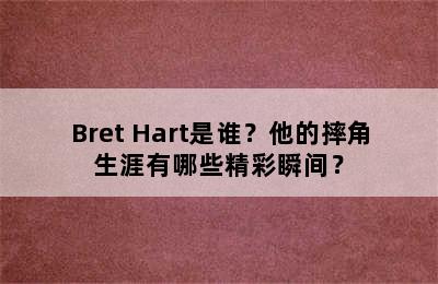 Bret Hart是谁？他的摔角生涯有哪些精彩瞬间？